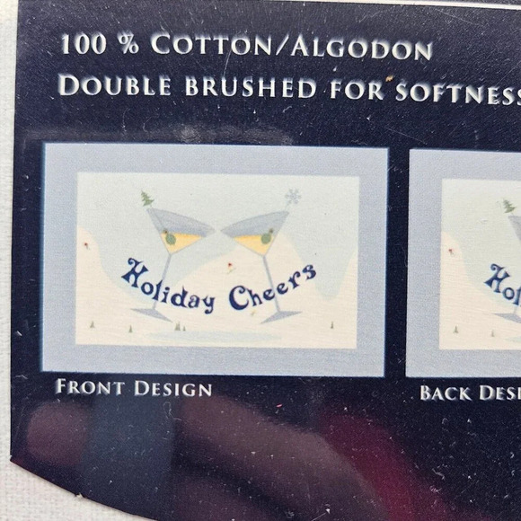 Sears Colormate Two-Sided Flannel Pillow Cases Standard Lt Blue Holiday Cheers - Picture 6 of 9
